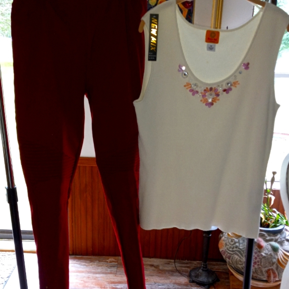 Plus Size Ruby Rd Tank & Moto Pants
